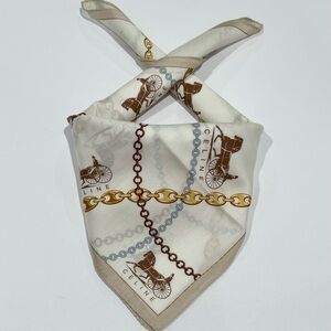 Celine Handkerchief  VTG Scarf Bag Purse Horse Art Cotton Pocket Square 19.5”